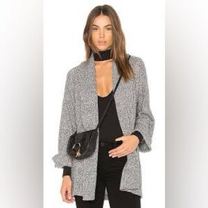 Splendid Briarwood Open Front Wool Bland Knit Cardigan in Marled Gray XS